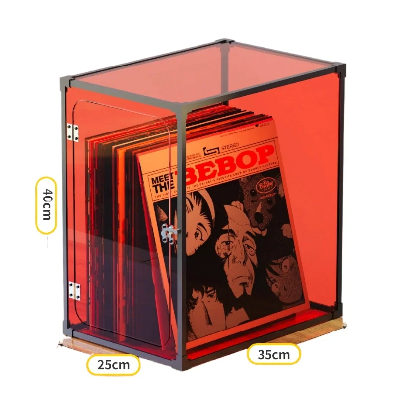 Black Record Storage Rack Transparent Acrylic LP Storage Box Album Display Shelf Phonograph Recorder Dust-proof Cabinet
