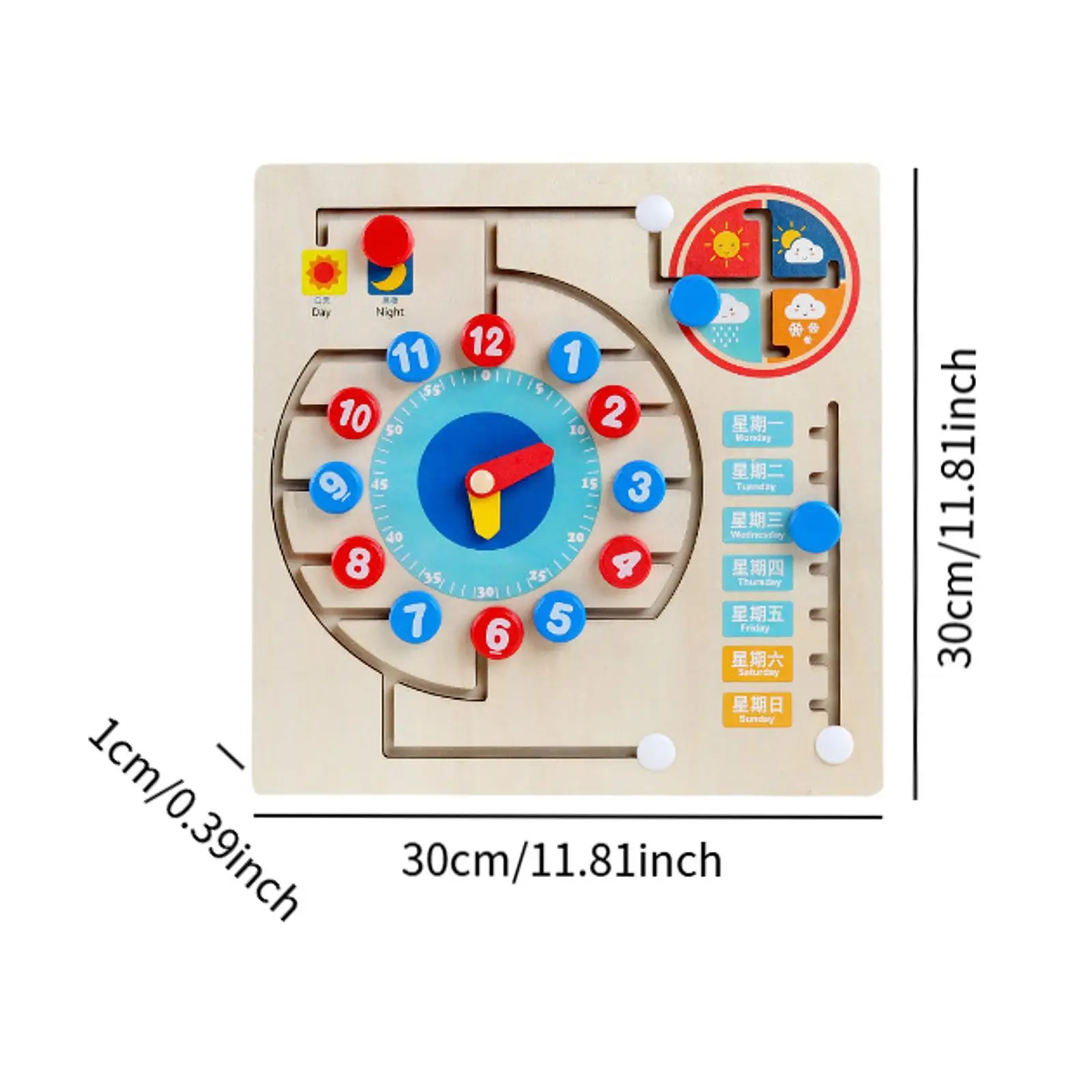 Planche en bois Montessori pour enfants, jouets occupés, planche dos, temps, jeux d'entraînement aux compétences de vie, météo