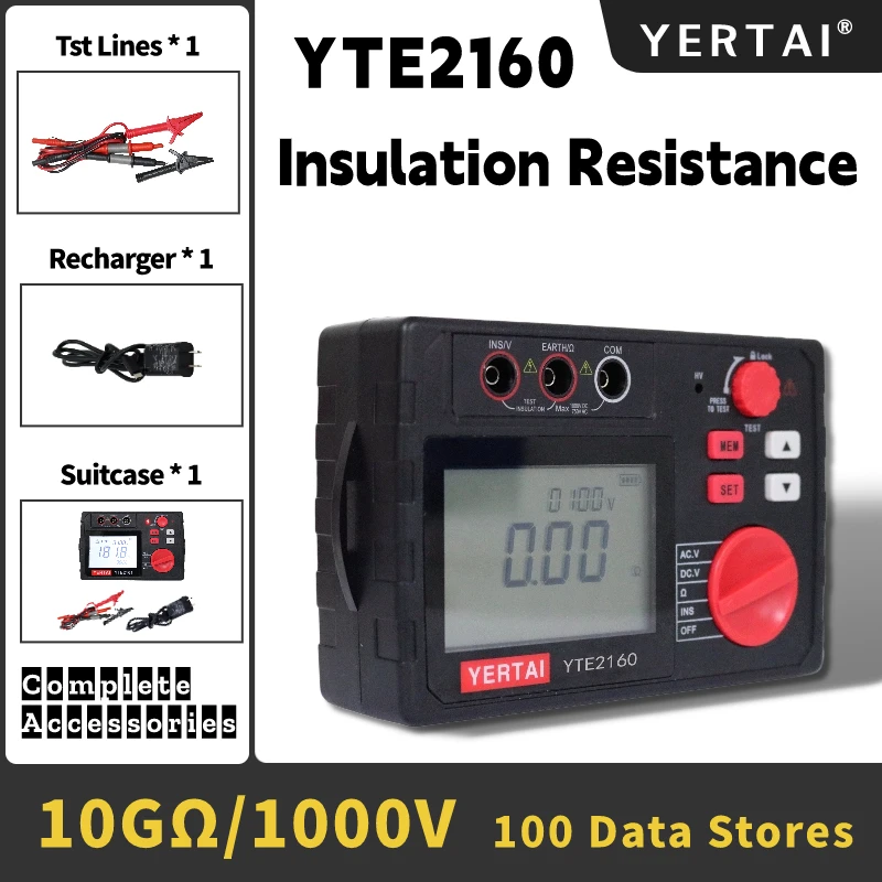 East Tester Handheld digital insulation Resistance Tester LCD display backlight AC/DC voltage small resistance test YTE2160/216