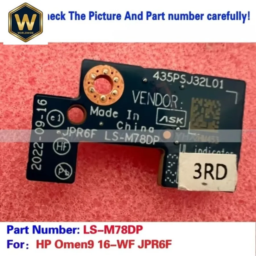 SX For HP Omen9 16-WF JPR6F Audio Power On Sensor Board LS-M78DP