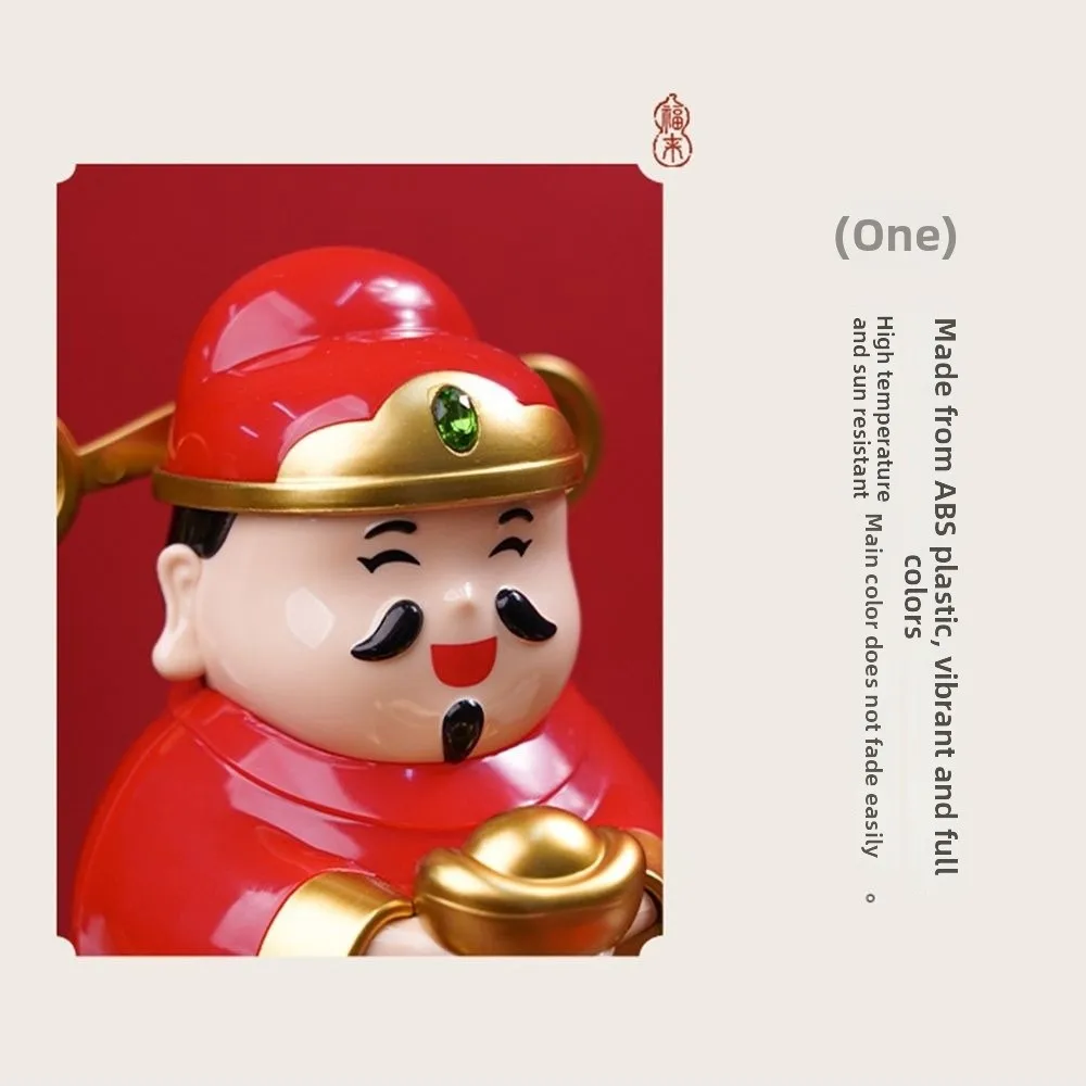 Chinese Style God of Wealth Ornament Wealth Attracting Treasure Auto Shaking God of Fortune Sculpture Cute Gift Car Ornament