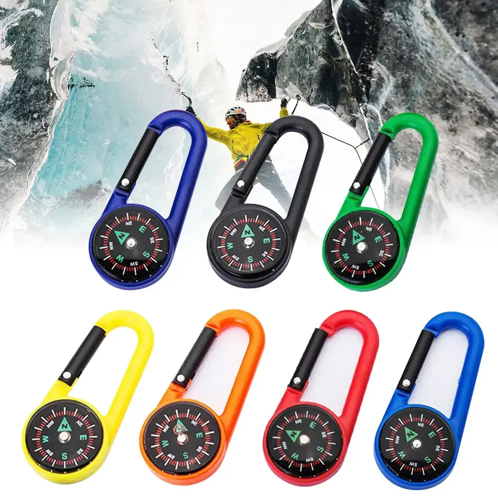 Mixed Colour Outdoor Camping Hiking Tactical Survival Mini Compass Carabiner