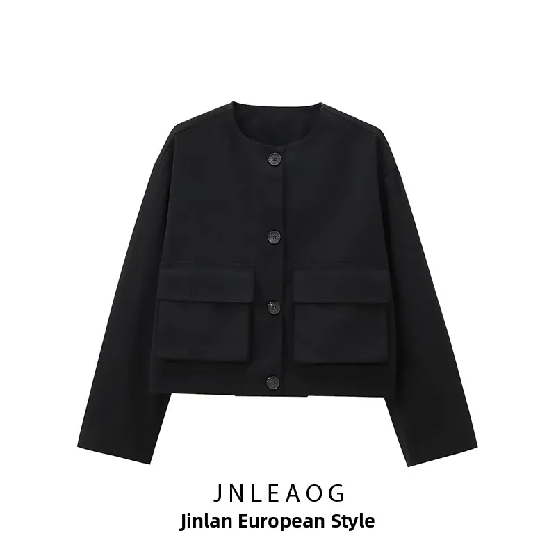 JNLEAOG femmes pilote Jaet manteau automne nouveau Design ket décoré coupe ample ort vêtements d'extérieur longue Sve rond Ne bouton