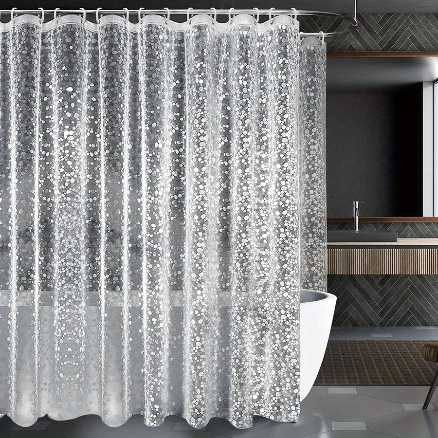 Clear Pebble Shower Curtain Transparent Waterproof Geometric PEVA Bath Curtains Liner for Bathroom Bathtub Bathing Cover Modern