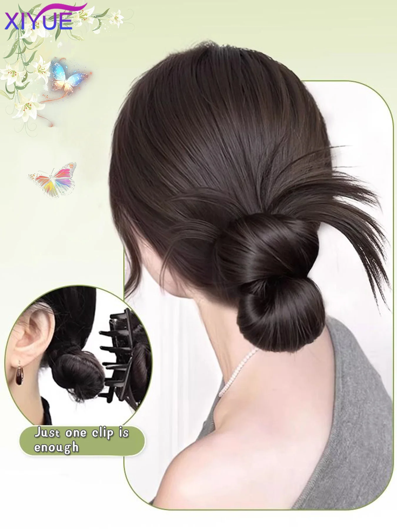 synthetic Half-tie Hair Claw Feather Shuttlecock Head Lazy Meatball Head Crab Clip Wig Catch Clip High Ponytail Hair Accessories image 2