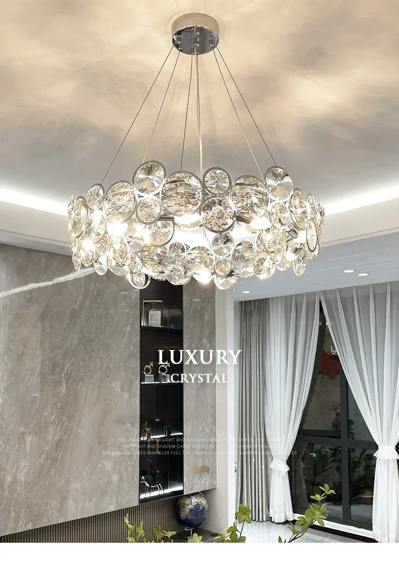 Ring Light Luxury Crystal Chandelier Creative Atmosphere High-end Modern Villa Living Room Bedroom Indoor Decor Lighting Lamps