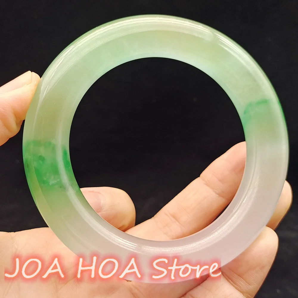Ice Seed Floating Green Flower Jadeite Old Jade Bracelet Thick 13mm High-Ice Exquisite Jade Bangle Handring Fine Jewelry