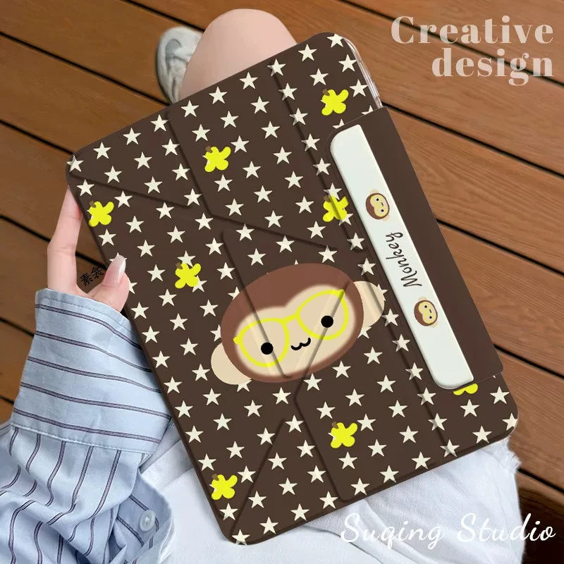 Ins Korean Cute Star Monkey Y2K Tablet Case For iPad Pro 13in 11th M5 M4 12.9in A16 7/8/9/10th Air4/5/6/7 11in M2 M3 Mini Cover