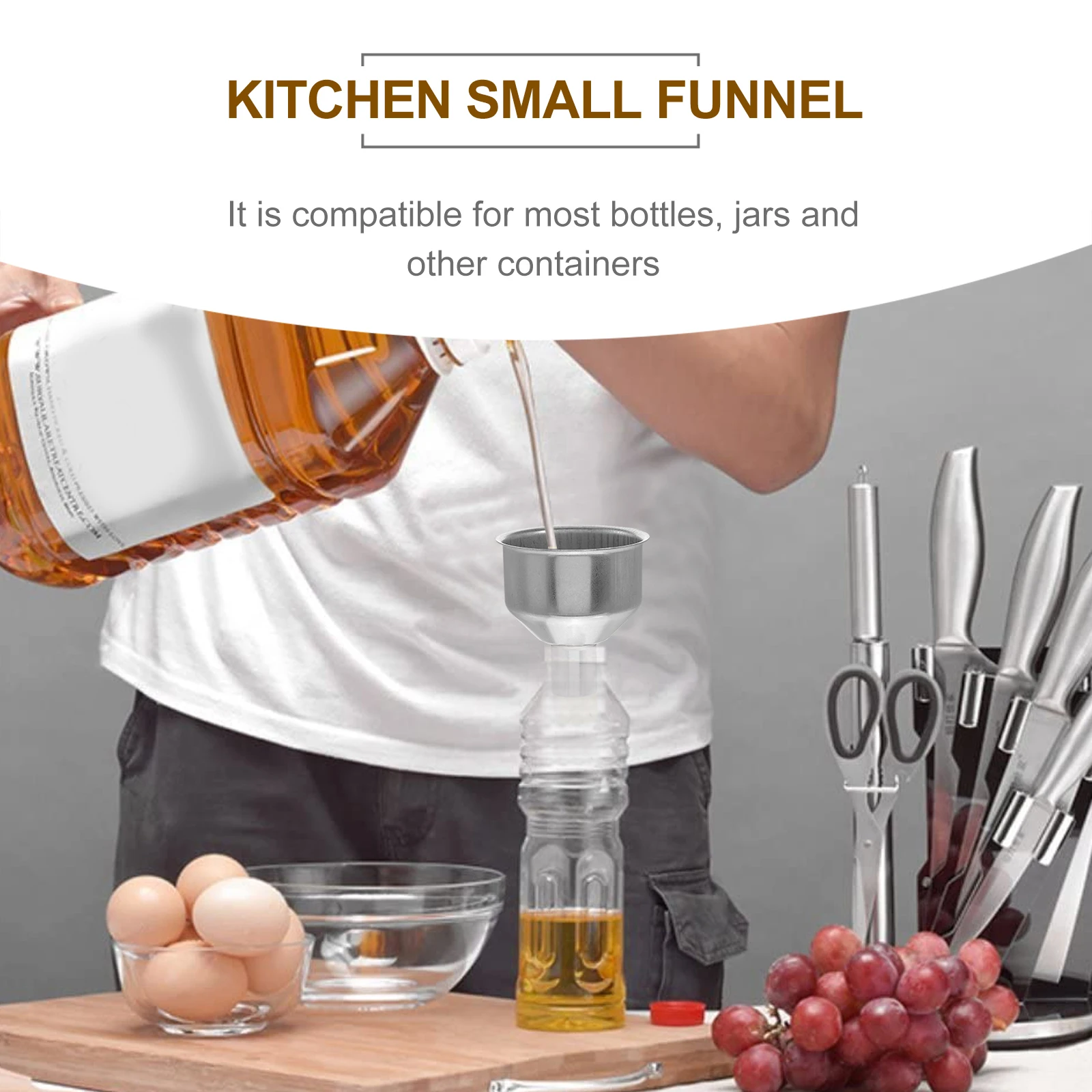 

10Pcs Stainless Steel Mini Funnel Oil Dispensing Bottle Filling Metal Funnel for Kitchen Household Wine Vinegar