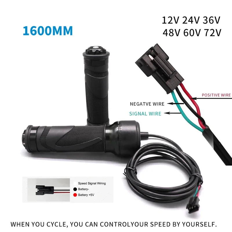 Electric Bike Scooter Twist Throttle Speed Control Handle Thumb Throttle 24V/36V/48V/60V/72V Electric Bicycle Accessories