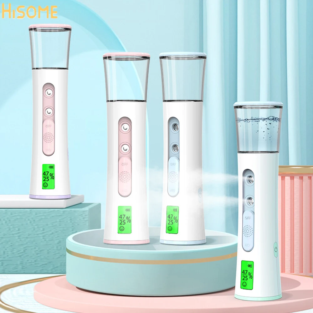 Pulvérisateur Nano à Double tête de pulvérisation, affichage LED, hydratant pour la peau, Mini humidificateur pratique, testeur de peau, machine de pulvérisation pour le visage