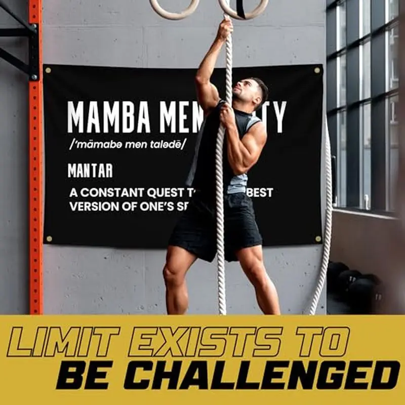 Mamba Spirit Sports Inspiration Tapestry Wall Hanging, Motivational Slogan Decor for Bedroom Gym Dorm Home Decor