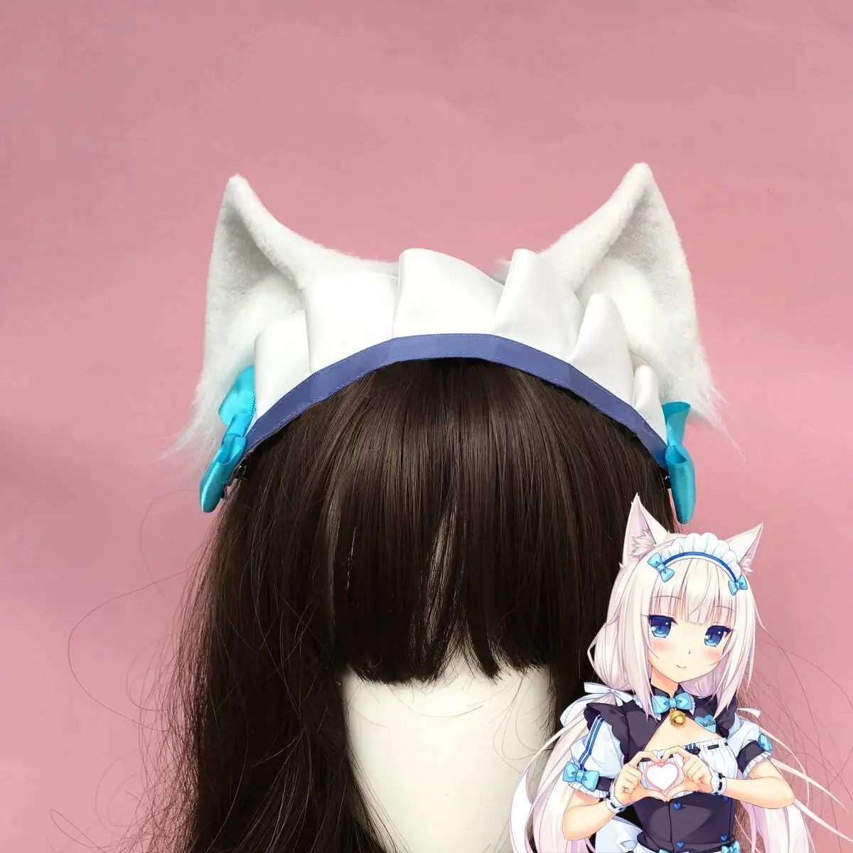 NEKOPARAIES Chocola  Vanilla Cosplay Dark Brown White Cat Neko Fox Ears Hairhoop Headband Lolita Hand Work Costume Accessories