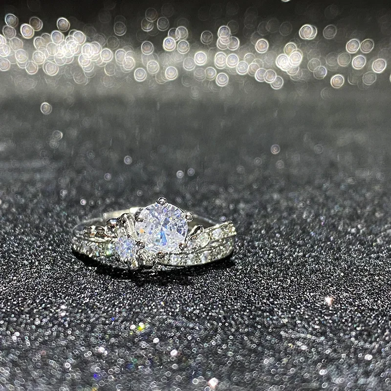 MDL مويسانيتي نمط اليابان وكوريا الجنوبية الفتيات جديد الزفاف القوس الدائري تقليد مويسان 1.0Ct الماس اقتراح المفتوحة البنصر #4