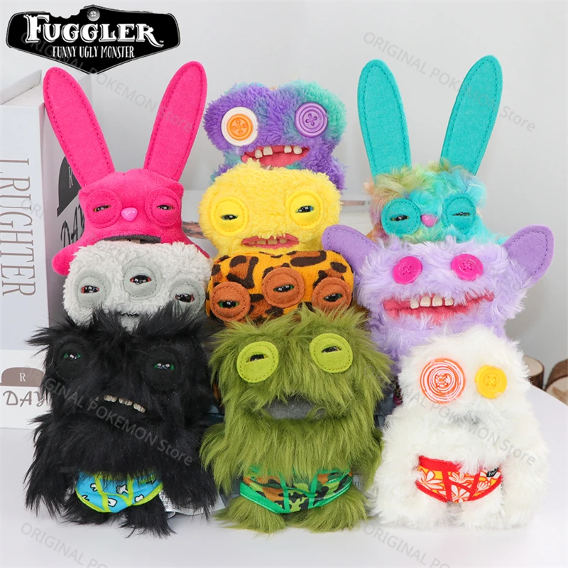 1Pcs Random Original Fuggler Plush Toys Keychain Funny Ugly Monster Fugguler Rabbit Annoyed Alien Peluche Doll Pendant Gifts Kid