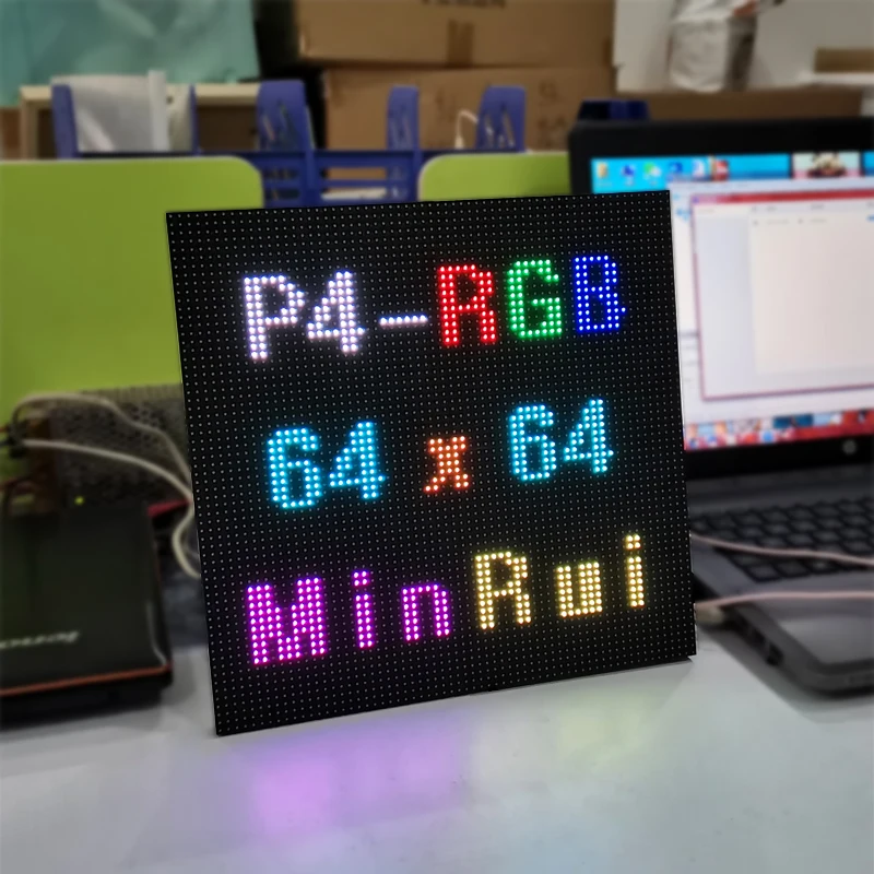 P4 HD Indoor Full Color SMD RGB LED Video Sign 256x256mm Matrix LED Display Module 64x64 Pixels High Resolution 1/32 Scan HUB75E