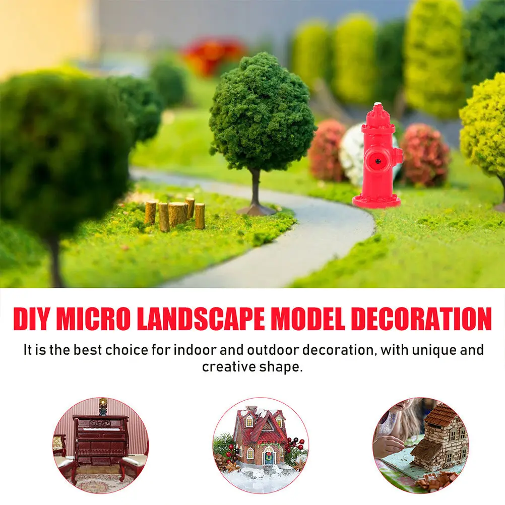 5 piezas de estatuas realistas de hidrantes contra incendios para mesa de arena, micro paisaje DIY, adorno de resina para el hogar, señal de tráfico para escritorio