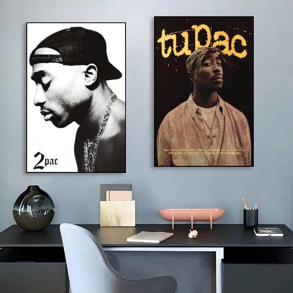 American West Pop Hip Hop Rap Singer 2pac  Vintage Posters Sticky Retro Kraft Paper Sticker DIY Room Bar Cafe Kawaii Room Decor