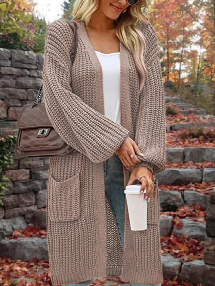 Vintage Sweater Full Sleeve Loose Warm Coat Autumn Winter Knitwear Female Outwear Long Sweaters Cardigan Women Casual Cardigans