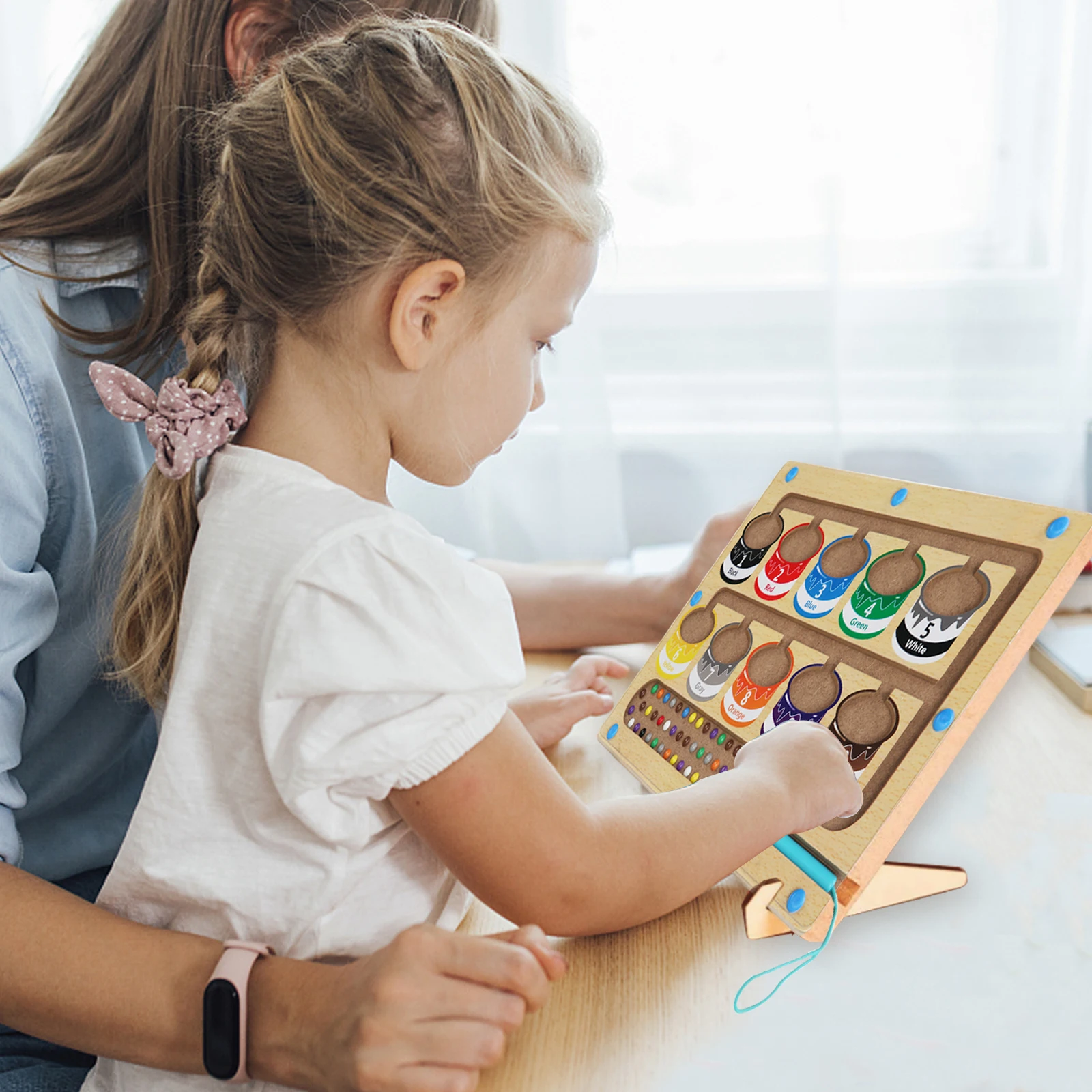 Деревянный магнитный лабиринт Монтессори, яркие цифры, обучающие игры, магнитный лабиринт, магнитная головоломка, доска