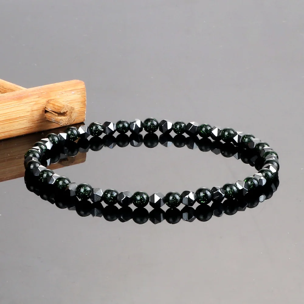 No-Magnetic Irregular Hematite Men Bracelets Mini 4mm Tiger Eye Stone Lava Beads Bracelet Bangle Health Protection Women Jewelry