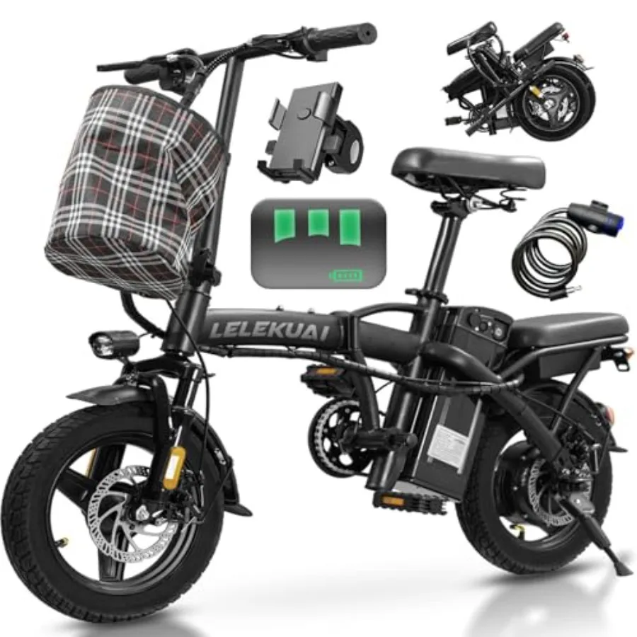 

Foldable Electric Bike for Adults and Teens with 520W-560W Motor 20-24MPH Speed 32 Miles Range 48V 10Ah Battery 3-Level Pedal A