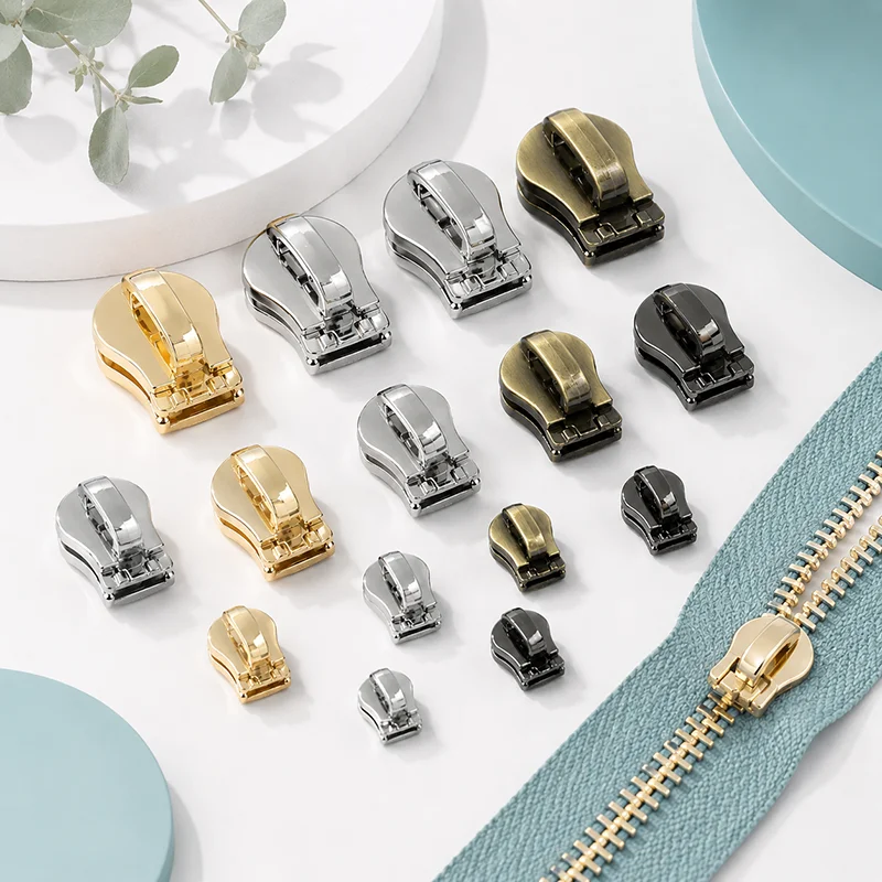 20/50Pcs 3# 5# 8# 10# Metal Zipper Pullers Slider Head Zip Pulls for Bag Jacket Clothing Replacement Accessories Repair Kit Set