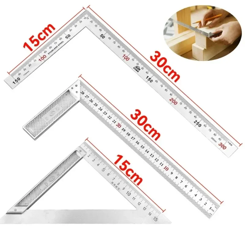 Aluminum Alloy Square Ruler Right Angle 90 Turning Ruler Woodworking Ruler Steel Turning  Measuring Tools Gauge