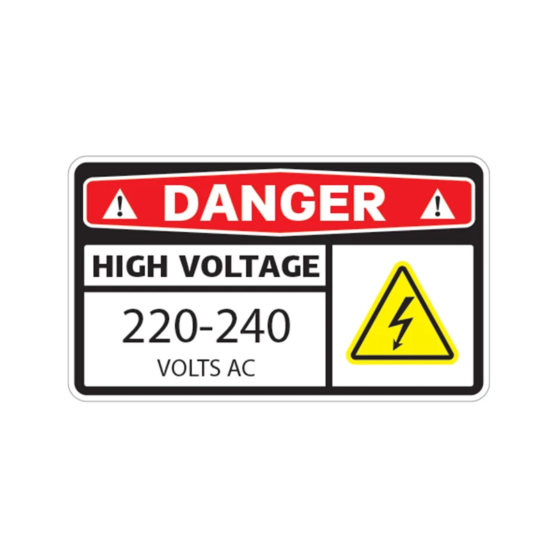 S62328# Danger High Voltage 220-240 Volts Ac Car Sticker Waterproof Vinyl Decal Car Accessories Decor Pegatinas Para Coche