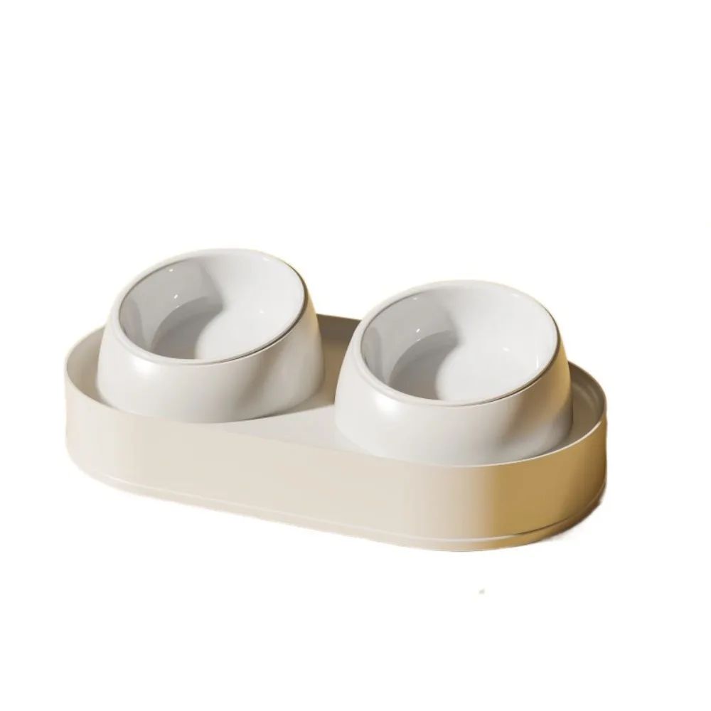 

Slanted Mouth Pet Feeding Double Bowls Portable Cute Dog Food Basin Anti-Slip Large Capacity Cat Feeder Dispenser Kitten Puppy