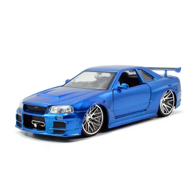 Jada1:24 Brian 2002 Nissan Skyline GT-R R34 Toys JDM Street Drift Super Cars Metal Case Gift