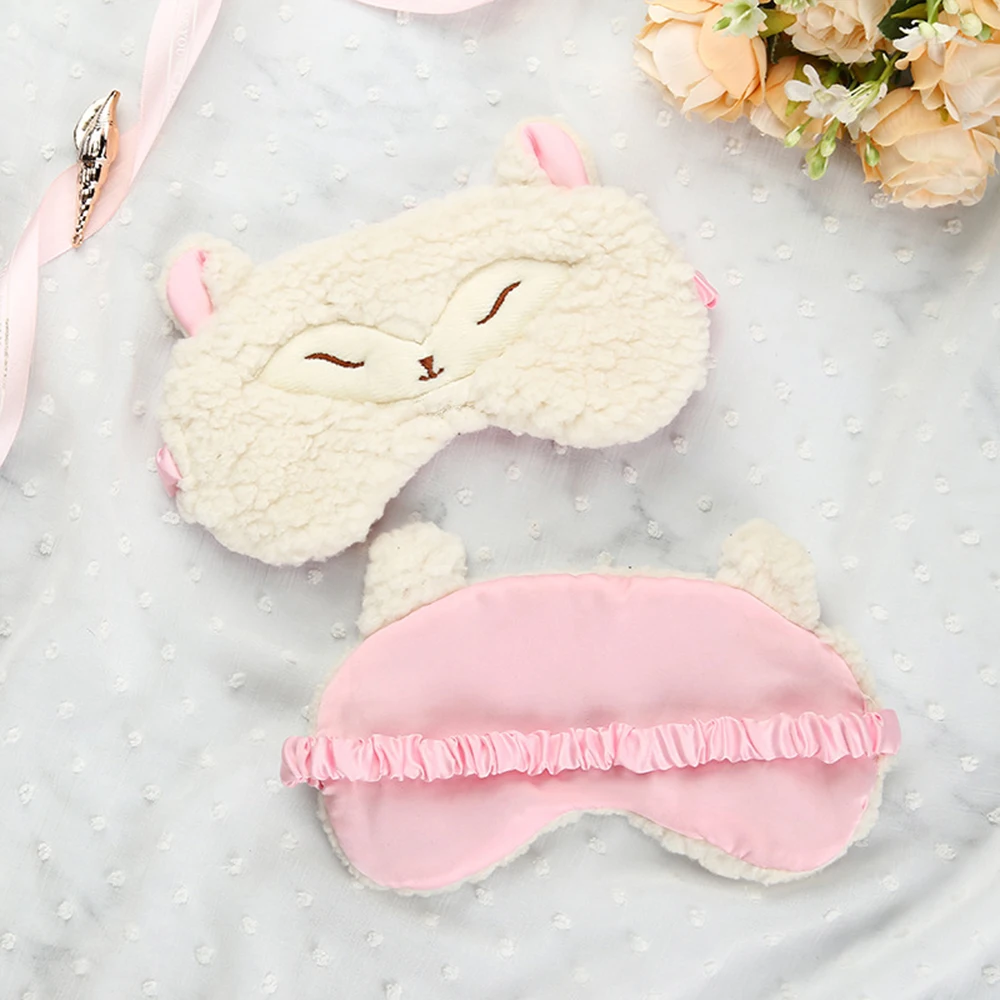 Plush Sleep Cartoon Sheep Eye Mask for Boys Girls Lightproof Night Mask Soft and Skin-friendly Sleeping Eye Covers to Sleep Well