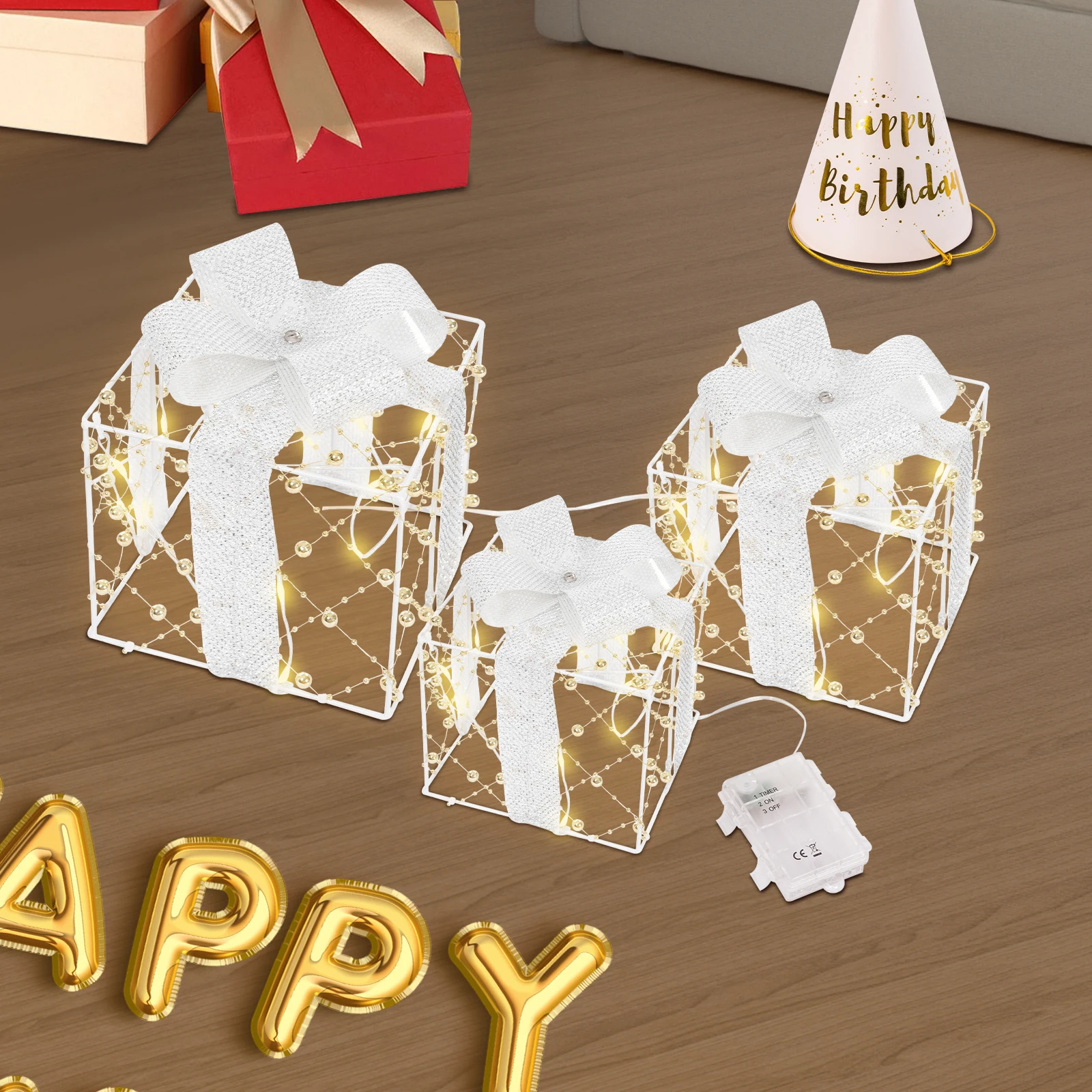 Christmas Lighted Gift Boxes for Christmas Day Holiday Home Decoration