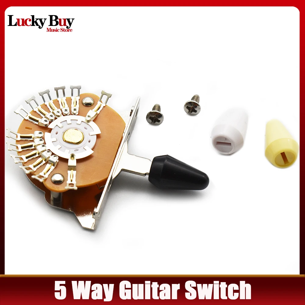 

Electric Guitar 5-Way Pickup Selector Switch with Black/White/Yellow Knob