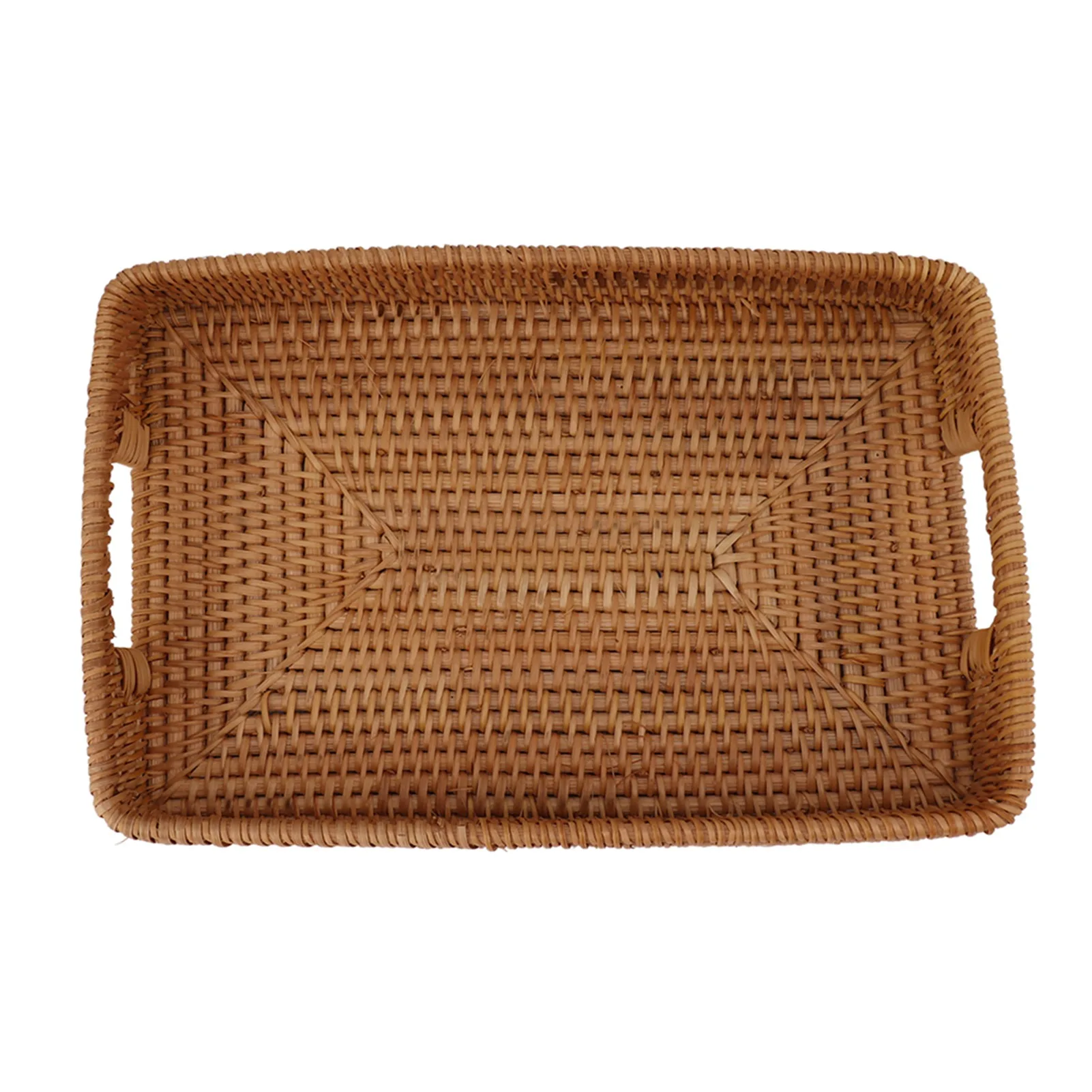 

Rattan Rectangle Decorative Tray with Handles Large Capacity Versatile for Treats