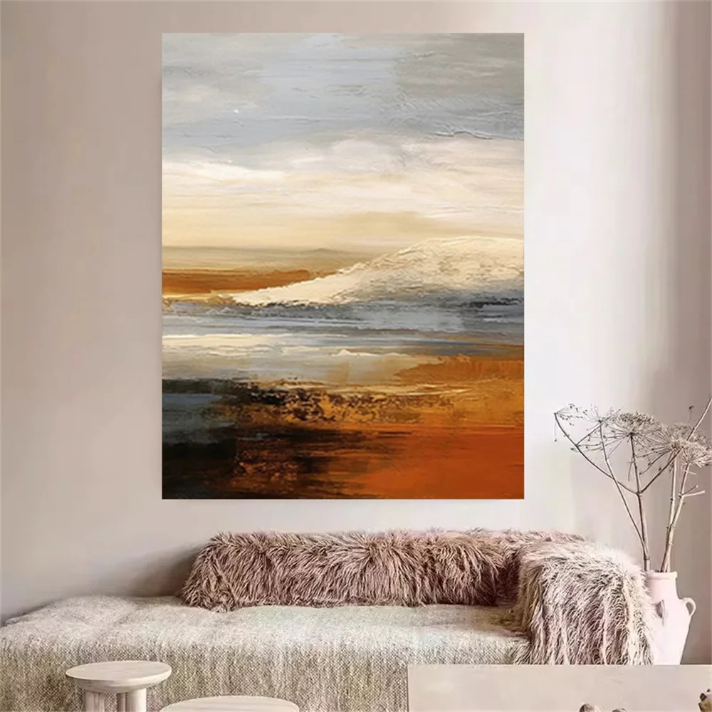 Pop Nordic Abstract Landscape Wall Art Pictures Handmade Canvas Poster Fashion City View Oil Paintings Decor Living Room Mural