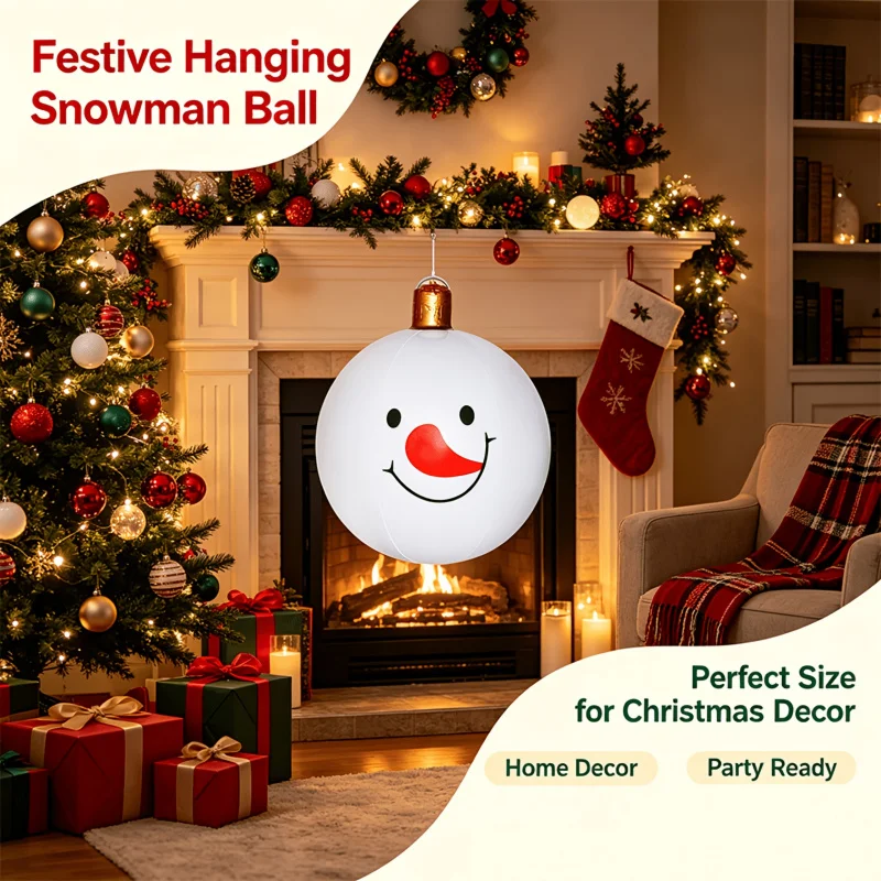 Top Quality Large Inflatable Christmas Ball Featuring a White Snowman, Perfect for Holiday Parties And Decorations
