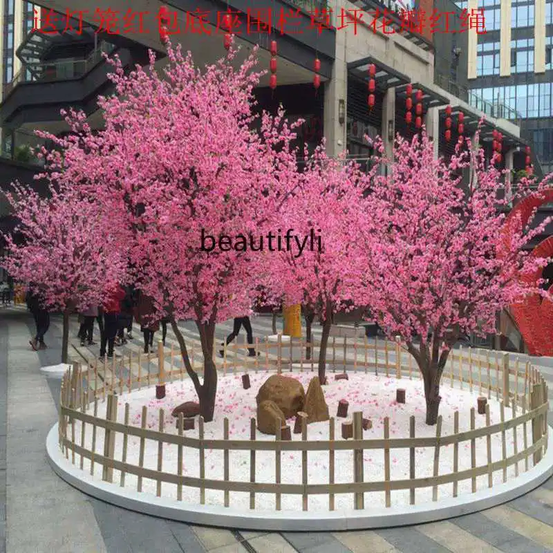 Simulation New Year Decoration Indoor Wishing Tree Shopping Mall Decoration Fake Peach Blossom Large Hotel Landscape