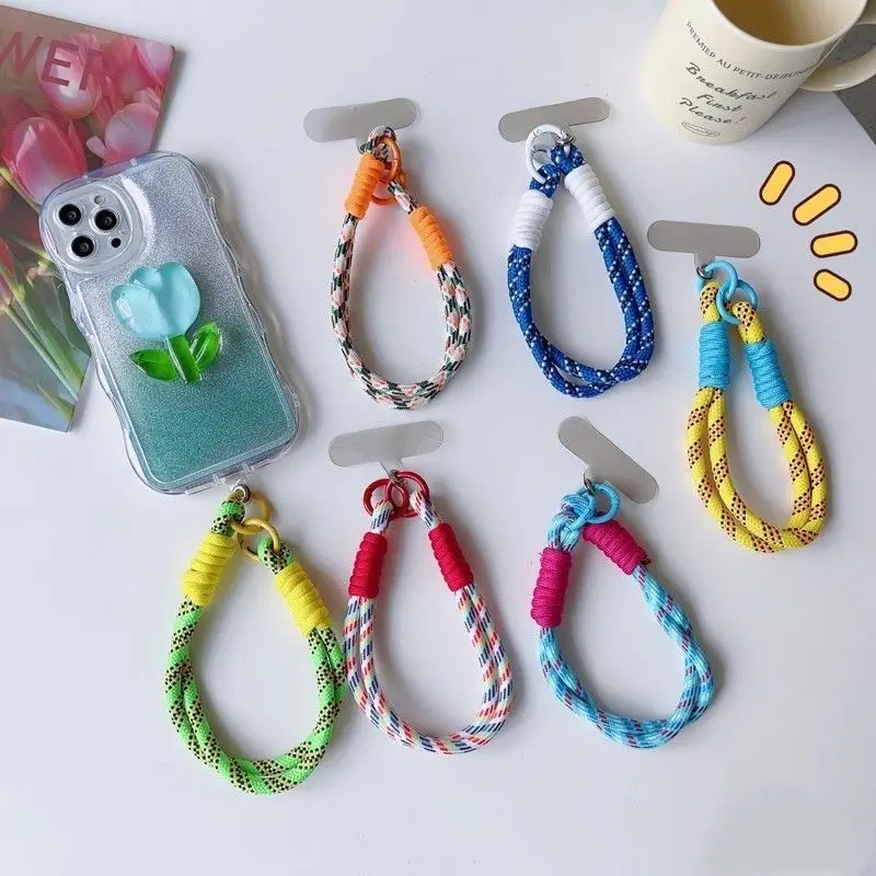 Dopamine Style Phone Charm Good Quality Bracelet Lanyard Anti Lost Nylon Woven Phone Wrist Strap Keychain Keycord