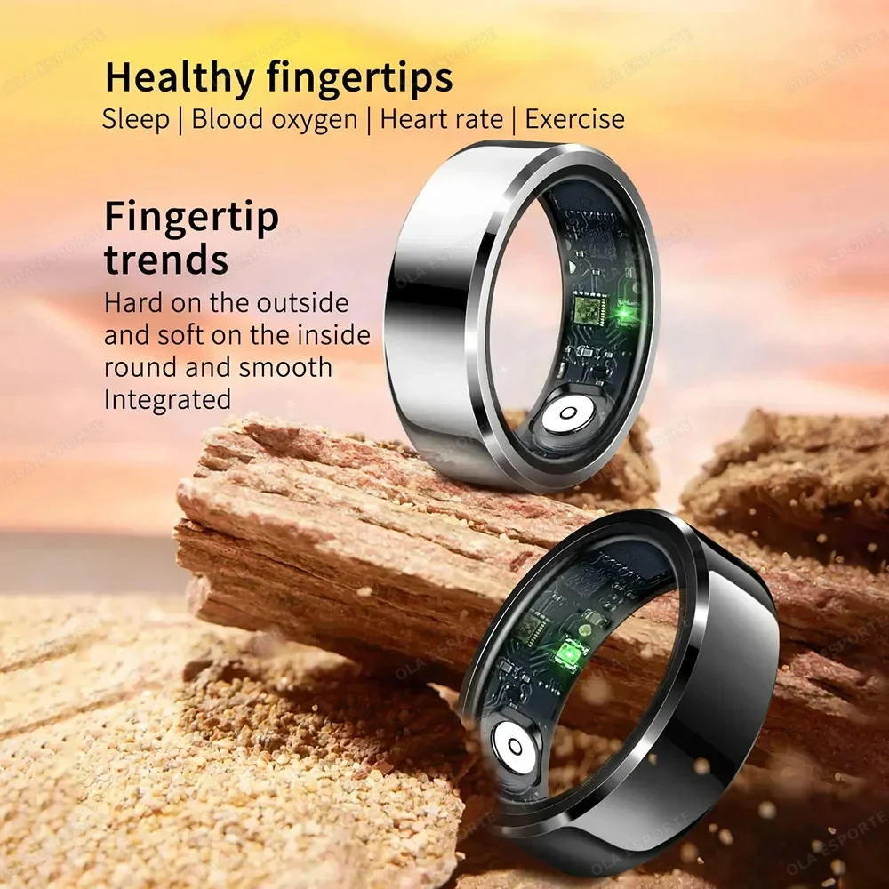 For HUAWEI XIAOMI SAMSUNG Smart Ring Men Titanium Steel Shell Health Monitoring 3ATM Waterproof 100+ Sport Modes Smartring Women