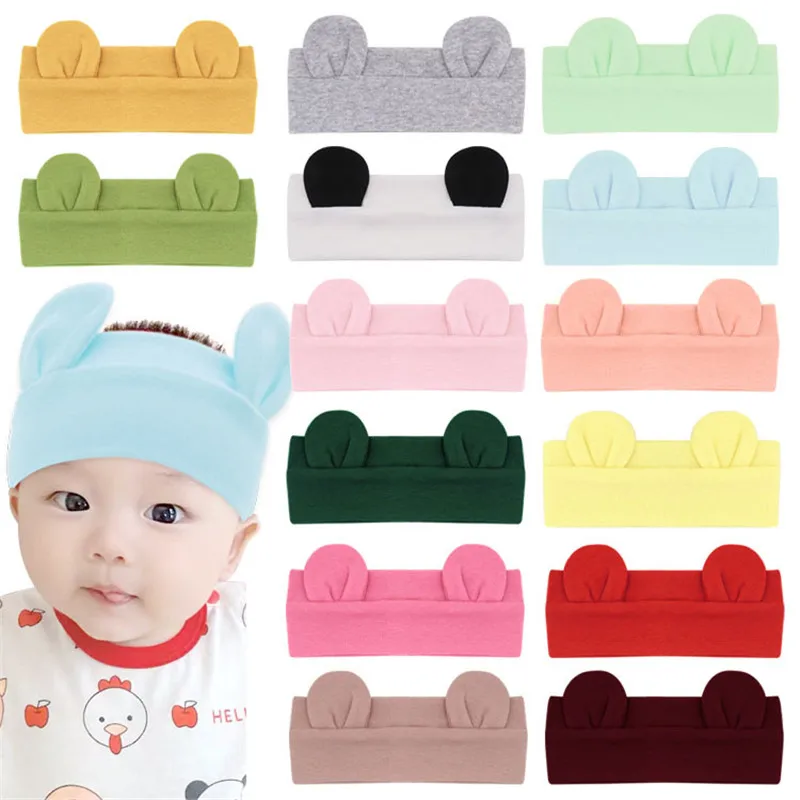 

Newborn Headband Cotton Solid For Girl bear Ear Hairbands Turban Knot Headband Kids Accessoire