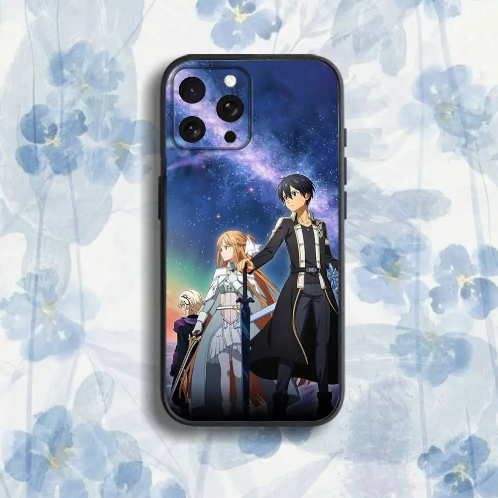 حافظة هاتف Sword Art O-Online SAO Kirigaya لهاتف iPhone 17,16,15,14,13,12,Pro,Max,Plus,E,SE4,Air,Mini Black Soft Box