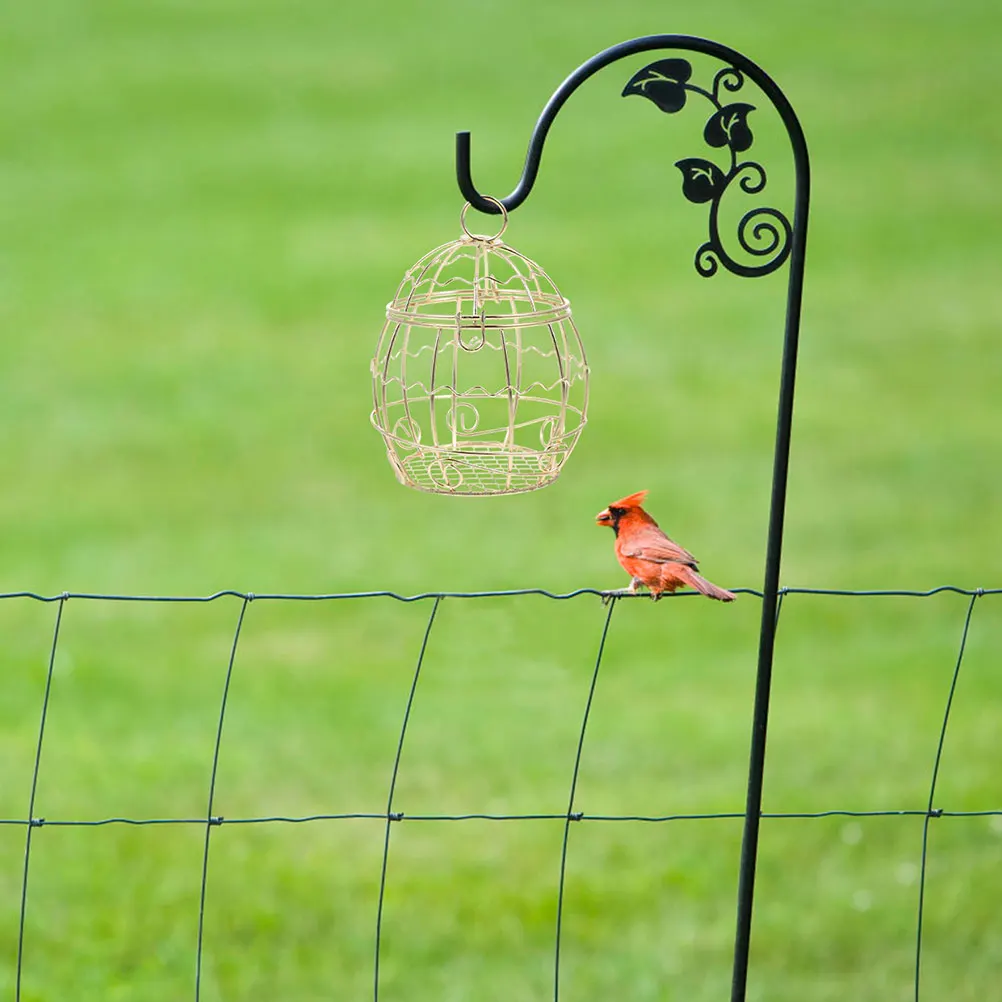 

s Outdoor Bird Feeder Round Metallic Heavy Duty Windproof Container for Wild Birds Food Water Bowl Dispenser Tube Wire Mount