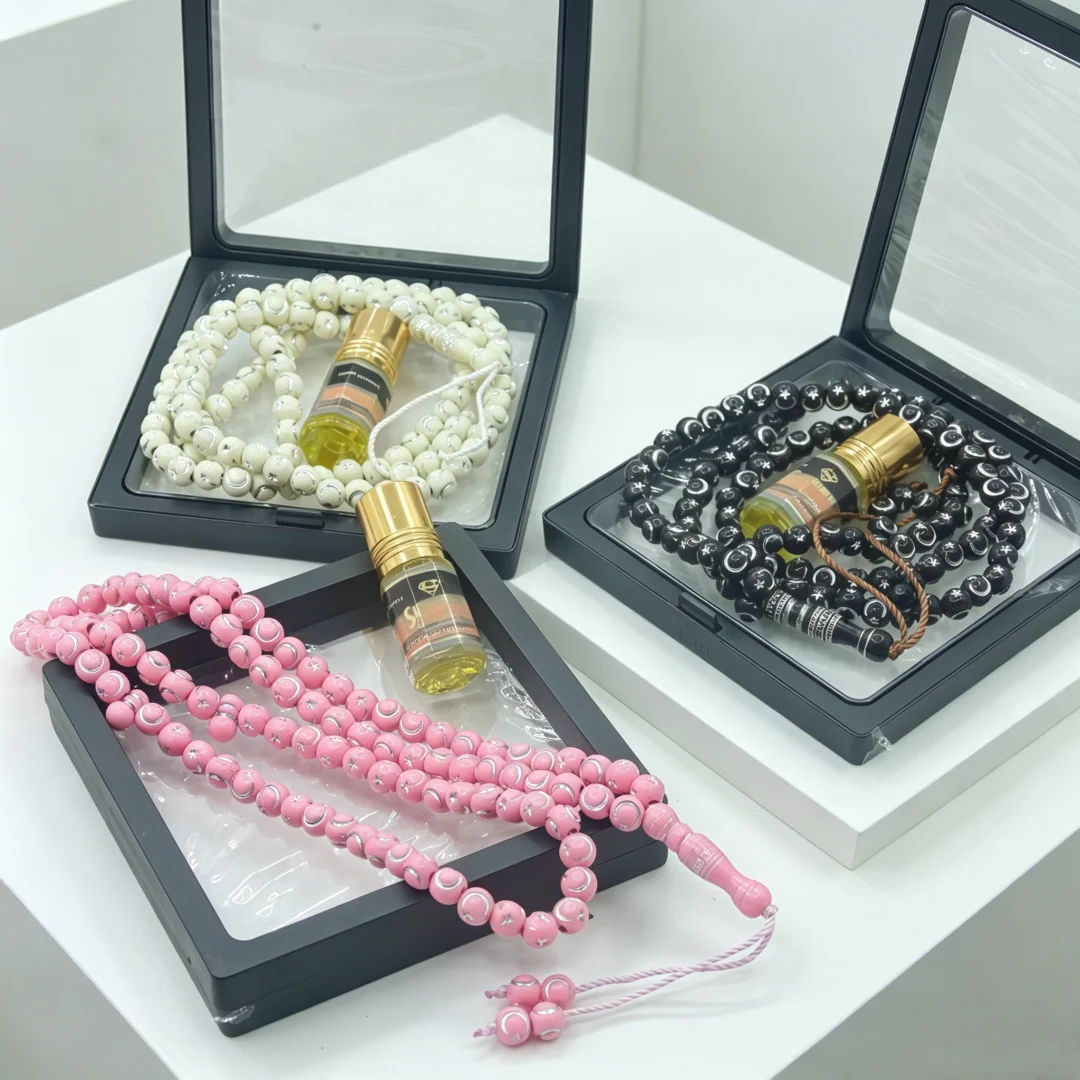 Branch‑and‑star‑moon gilded 6‑li 99‑bead prayer bead set with perfume, retro‑pattern bracelet, an ideal gift for gifting