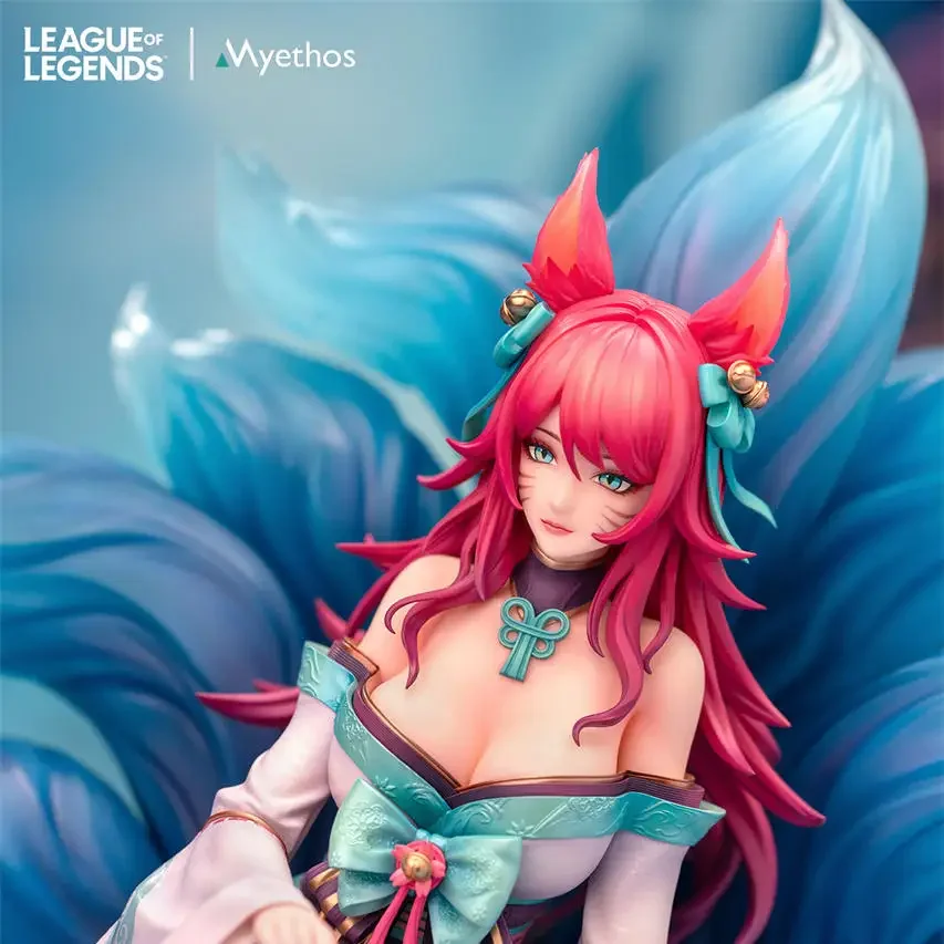 Genuine Original League of Legends Myethos Spirit Blossom Ahri Action Anime Figure Collectible Model Dolls Statuette Ornament