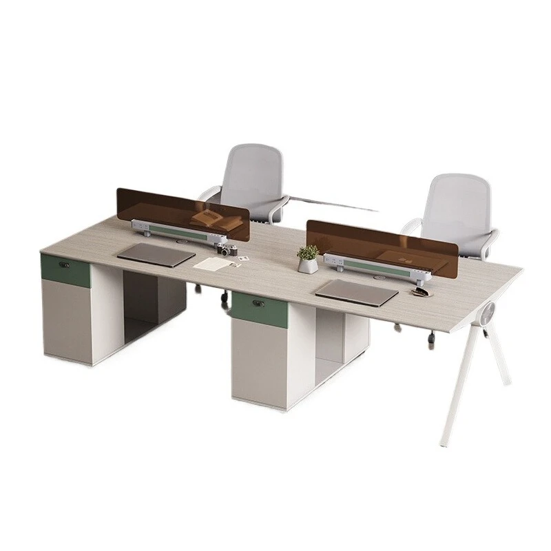 Workstation, desk for 4 people, desk and chair combination, clerk, computer desk staff, company screen, double seat, employee
