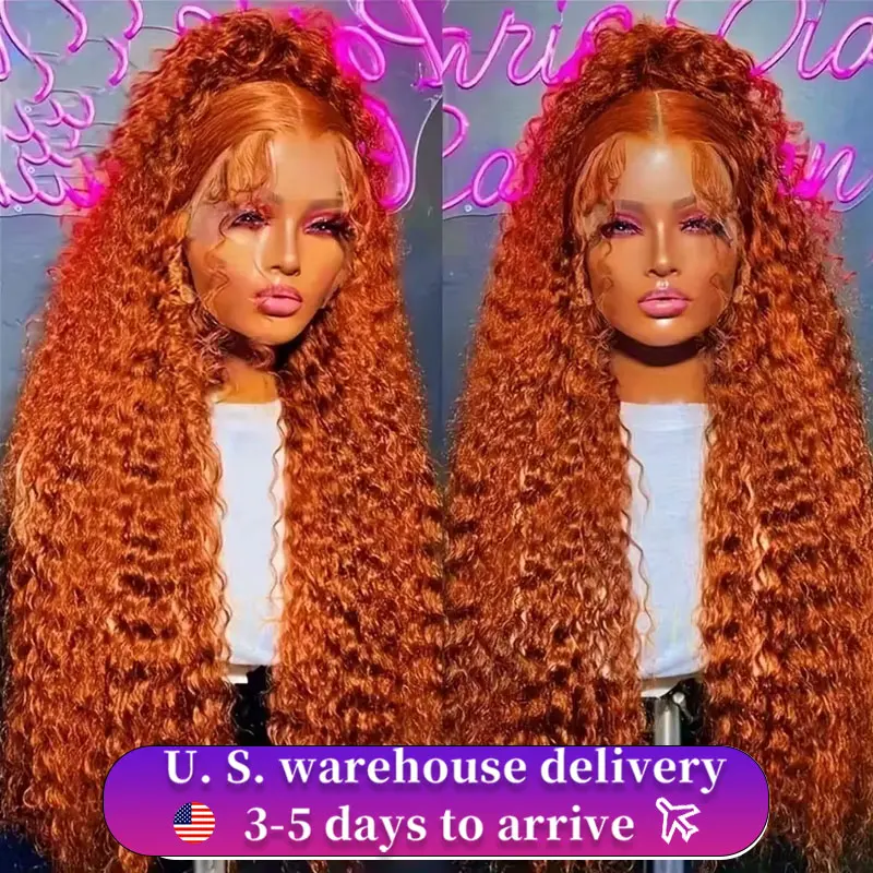 Odbe 13x4 13x6 220% Density Transparent HD Lace Front Wig for Women Deep Wave Remy Human Hair Ginger Orange 350# Loose Curly Wig