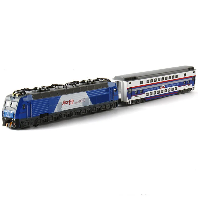 1:87 alloy double deck passenger train model, sound and light back simulation train model,transport train toys,wholesale