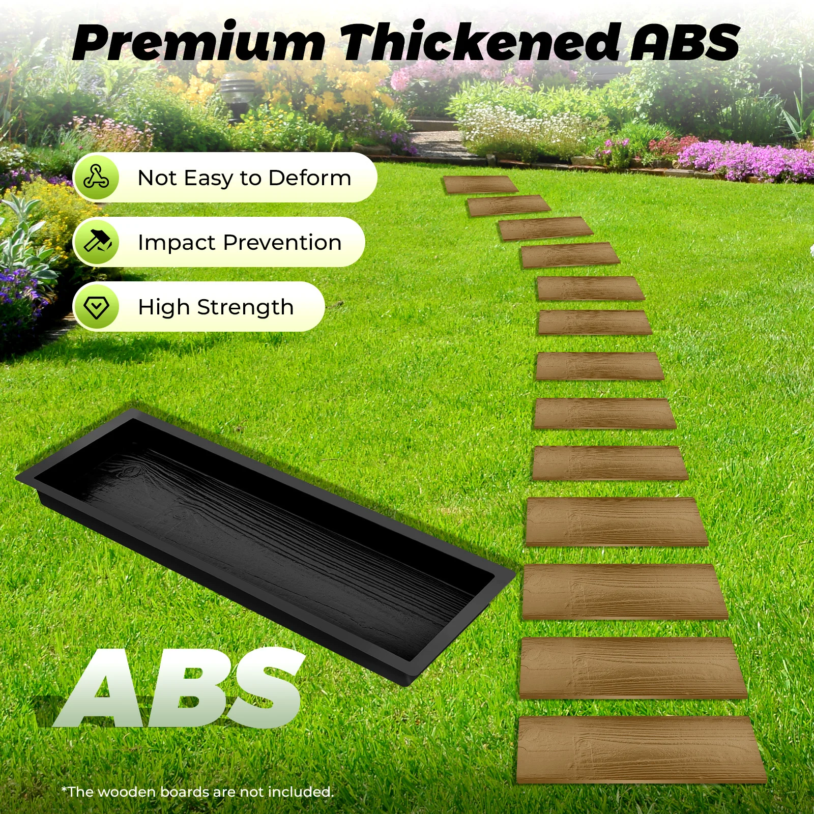 

2Pcs Reusable Paving Molds, Garden Abs Wood-Like Paving Molds, 59.5X19X4.5Cm,For Creating Sidewalks,Walkways,Paths