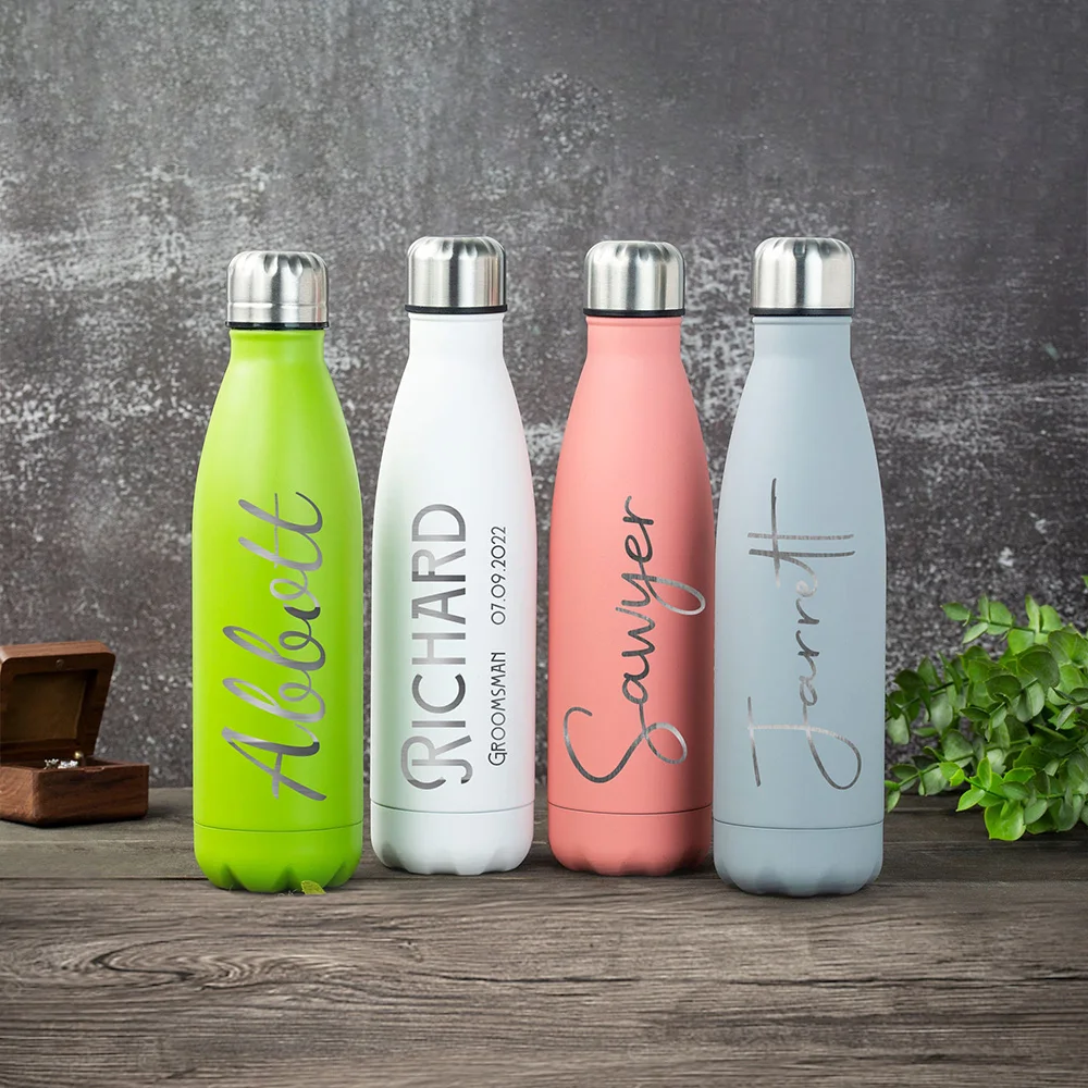 Groomsmen Gift Personalized Water Bottle Custom Double Walled Drink Bottle Insulated Graduation Bottle with Name Engraved Bottle